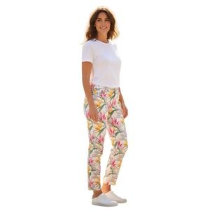 Tommy Bahama Bird of Paradise Floral Ankle Pants Womens 12 White Tropical